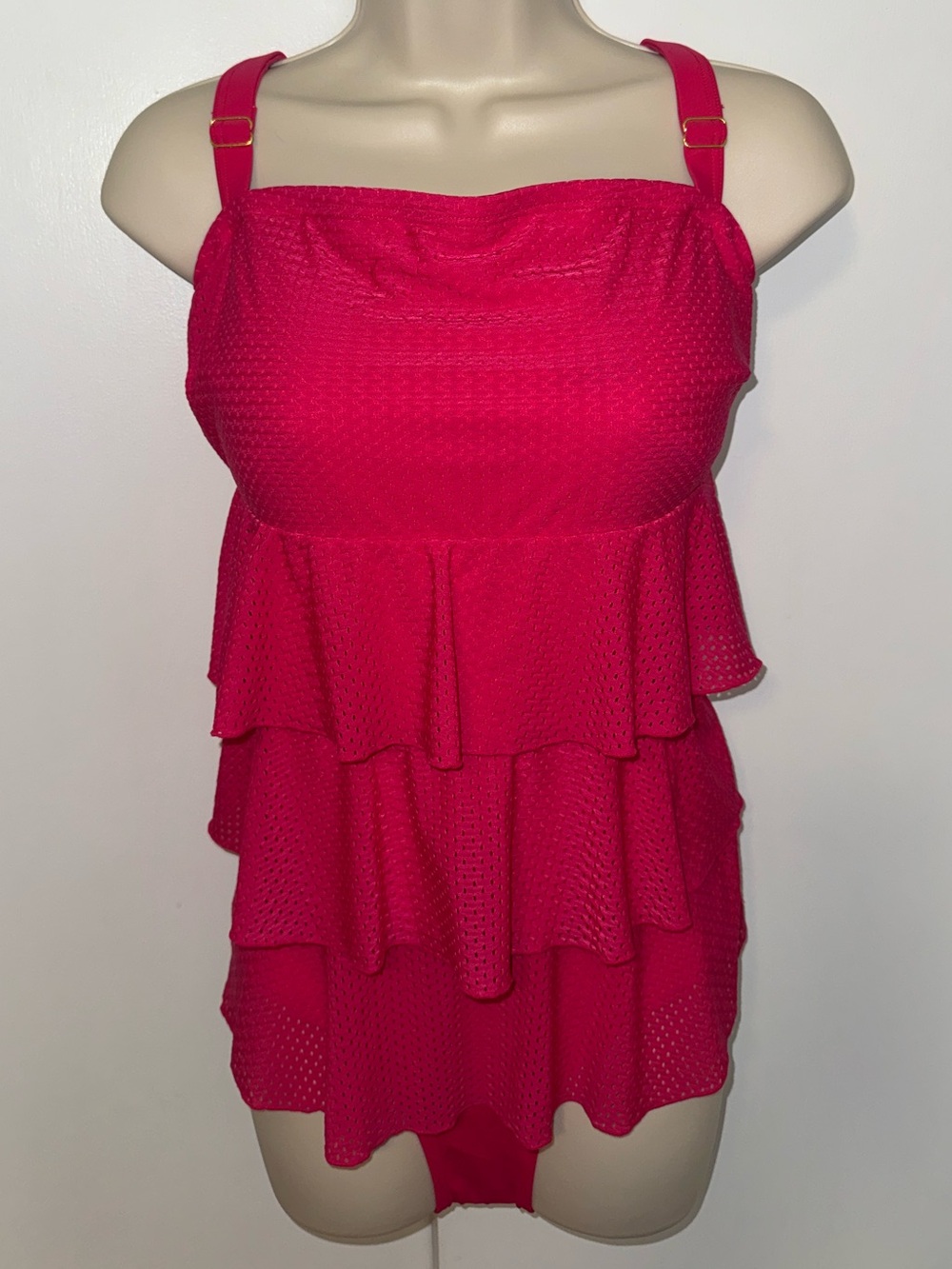 Fit 4 U Ruffle Tankini Swimsuit SET Top & Bottom Women’s 14 Pink